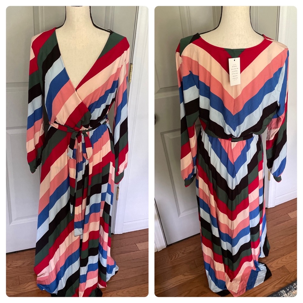 Eloquii Multicolor Striped Maxi Dress